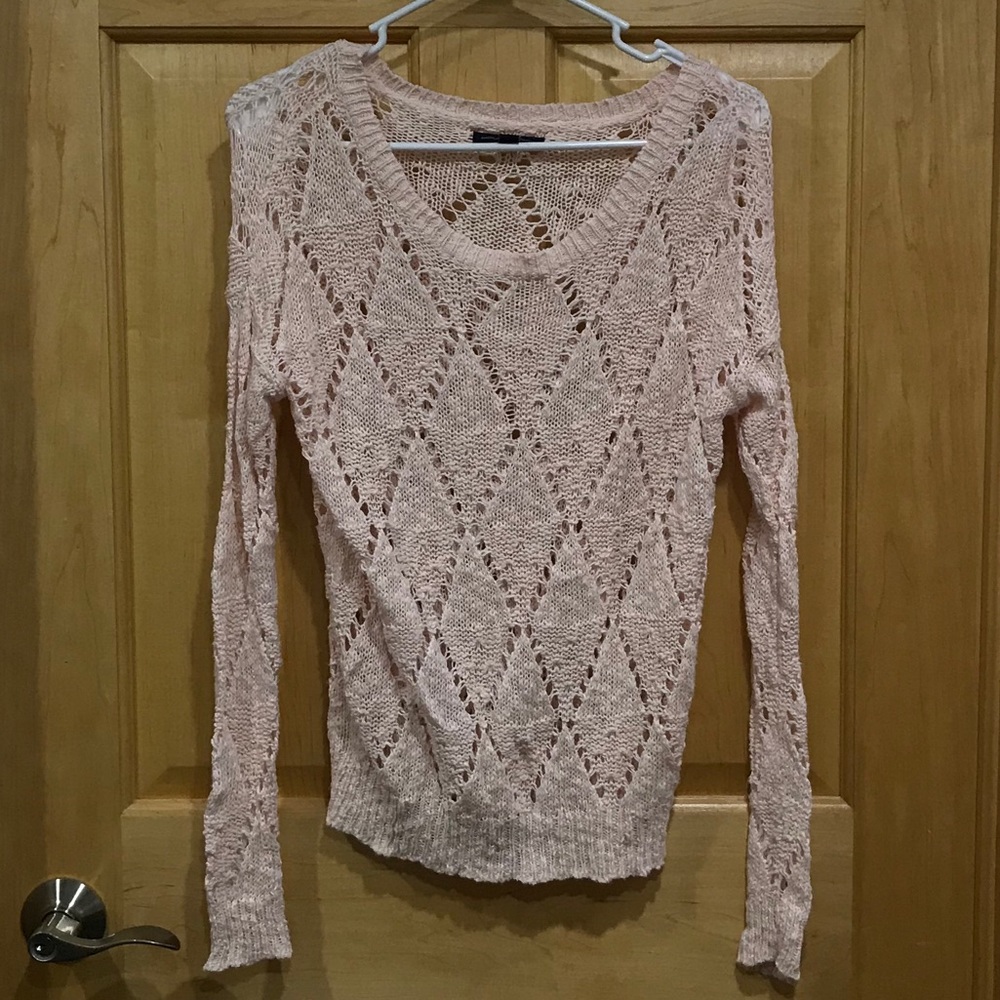 American Eagle pink scoop neck loose knit sweater